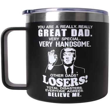 Imagem de Presentes de pai da filha filho, presentes de aniversário do pai, dia dos pais, presentes de aniversário para o pai padrasto, sogro ele bônus papai pai, presente para homens, papai, avô, tio, padrasto, caneca preta de 400 ml