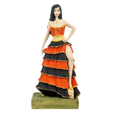 Imagem de Escultura Pomba Gira Vermelha e Preta 24 cm com Crânio Resina - Lua Mí