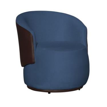 Imagem de Poltrona Decorativa Beatriz Orgânica Composê Couro Marrom Suede Azul R