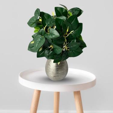 Imagem de 4 Buquês Lindos de Peperômia Artificial Folhas em Silicone para Mesas,