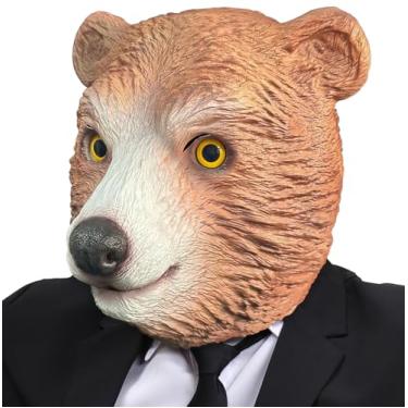 Imagem de BEESUM Latex Jam Bear Head Mask Animal Brown Bear Cosplay Mask for Halloween Party Costume