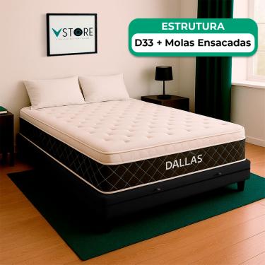 Imagem de Cama Box Baú Viúvo e Colchão Dallas Molas V-Store
