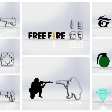 Imagem de Cortador Kit Free Fire 8 Modelos Tamanho 5Cm