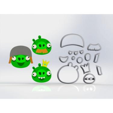 Imagem de Cortadores Angry Birds Porcos 3 Modelos Modulares 5Cm