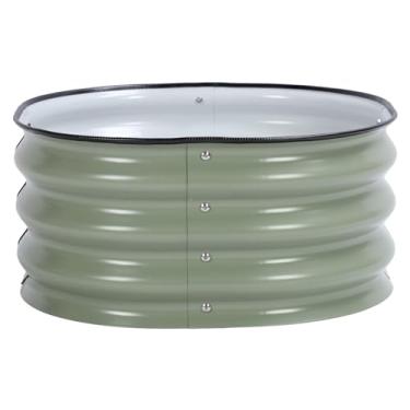 Imagem de Vasos de jardim, canteiro elevado de flores feito de aço inoxidável elegante, estável e seguro para a escola (verde claro)