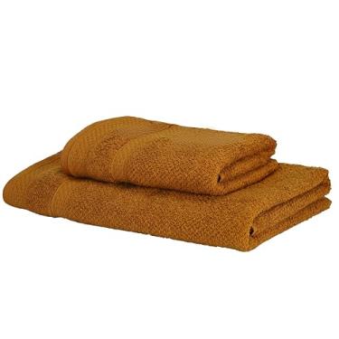 Imagem de Toalha de Banho Döhler Marrocos 100% algodão, gramatura de 450g/m² (Mostarda -1 Banho 1 Rosto, Rosto 50cm x 90cm/ Banho 70cm x 140cm)