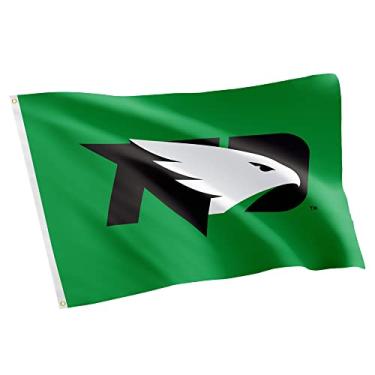 Imagem de Desert Cactus Bandeira da University of North Dakota UND Fighting Hawks NoDak 100% poliéster para ambientes internos e externos, 91 cm x 1,5 m