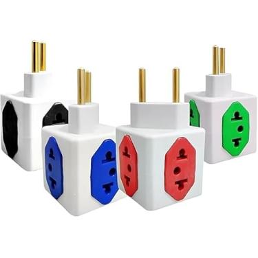 Imagem de KIT 4 Adaptador De Tomada Benjamim Cubo 3D com 4 Entradas 10A 20A Amperes Multiplicador de Tomadas Plug Padrão Novo 3 Pinos - 110V 220V Bivolt - DM SHOPP
