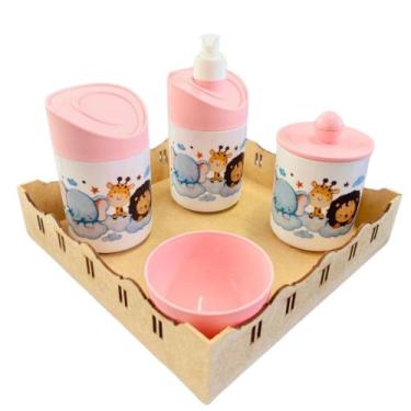 Imagem de Kit Higiene Bebê Safari Hora Do Sono C/bandeja MDF - Dóia Kids, Quadra