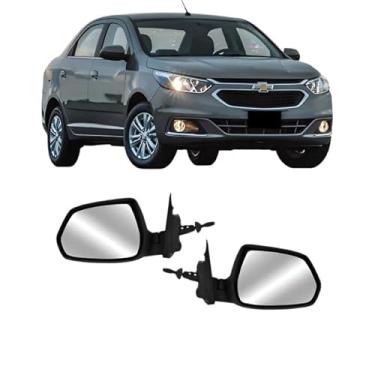 Imagem de Retrovisor Cobalt Ano 2012 2013 2014 2015 2016 2017 2018 2019 2020 Com Comando Preto Liso Ficosa (Lado Esquerdo)