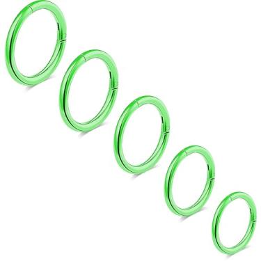 Imagem de 5 anéis de nariz de titânio G23 16G/18G/20G Anéis de nariz articulados segmento clicker argola anéis de septo multicoloridos cartilagem trágus brincos de dormir 6 mm 7 mm 8 mm 9 mm 10 mm anéis de