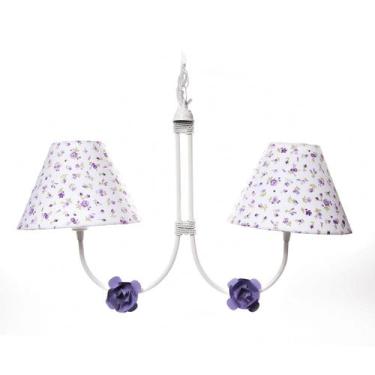 Imagem de Lustre 2L Simples 2 Flores P Lilás Quarto Bebê Infantil - Potinho de m