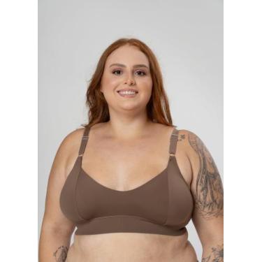 Imagem de Sutiã sem Bojo Básico Plus Size - Gimara, Castanho, 52