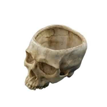 Imagem de AISIBO Vaso de flores de caveira de resina grande e engraçado, vaso de flores em forma de esqueleto aberto em forma de osso de cabeça, adereços para vaso de flores, decoração de mesa de escritório em