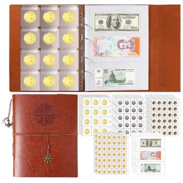 Imagem de eageus Porta-Livros para Coleção de Moedas para Colecionadores, Álbum de Coleção de Moedas com 394 Bolsos E Organizador de Papel-Moeda com 30 Mangas, Estojo de Armazenamento para Notas, Centavos, Moed