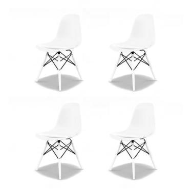 Imagem de Conjunto com 4 Cadeiras Eames DSW Branco - Mobly