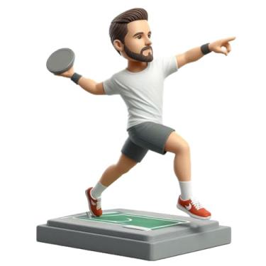 Imagem de Lançador de disco personalizado Bobblehead feito à mão a partir da foto para um amigo entusiasta de atletismo lembrança única de exibição de habilidade atlética