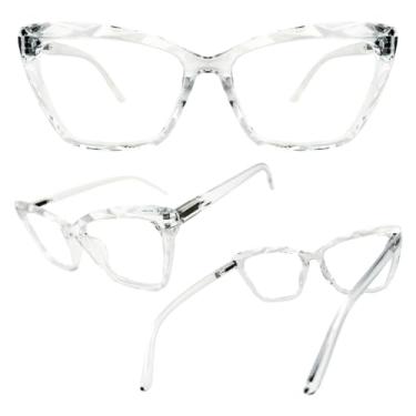 Imagem de Óculos Feminino Armação para Grau Estilo Cristal Lapidado 3D Forma Gatinha Material Leve e Resistente 3D