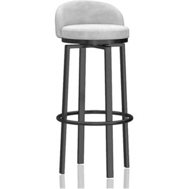 Imagem de Conjunto De Bancos De Bar Giratórios, Bancos De Bar Modernos De Altura, Bancos De Balcão De Veludo, Cadeiras De Ilha Com Base Preta Encosto Baixo, Cadeiras De Bar Estofada, 1pcs, Height 65cm