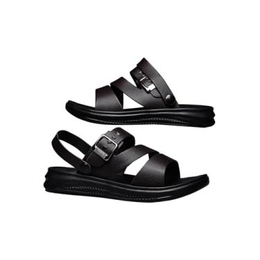 Imagem de GORGLITTER Sandálias masculinas de couro para praia 2025 Slide Pantufas, Marrom, 42