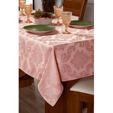 Imagem de Toalha de Mesa Tecido Jacquard 6 Lugares Retangular Varias Cores ROSÊ 