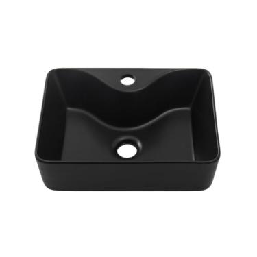 Imagem de Cuba de Apoio Slim Retangular Sem Válvula para Banheiro Louça Cerâmica 40x30cm Cornalina Pingoo.casa - Preto Fosco