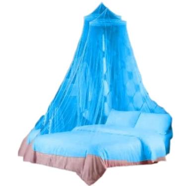Imagem de Mosquiteiro Cortinado Renda Filó Serve Para Cama Casal e Queen-Adequado para quartos e acampamentos ao ar livre(Azul)