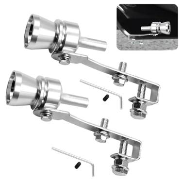 Imagem de ijuicy Apito turbo de carro de 2 peças, apito de tubo de silenciador de escape, silenciador de escape de som turbo, simulador de som turbo de carro de alumínio, acessórios de modificação universal