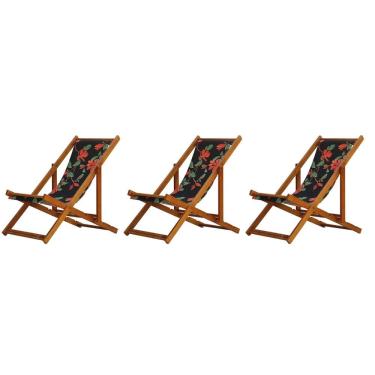Imagem de Kit 3 Cadeiras Espreguiçadeira Preguiçosa Dobrável Sem Braço Mel