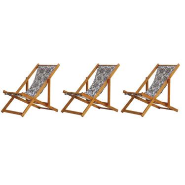 Imagem de Kit 3 Cadeiras Espreguiçadeira Preguiçosa Dobrável Sem Braço Mel