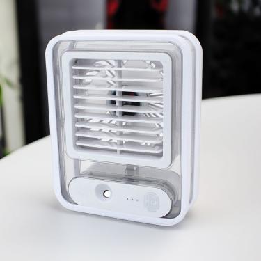 Imagem de Ventilador Portatil Umidifcador Luminaria Usb De Mesa 3 Velocidades Branco