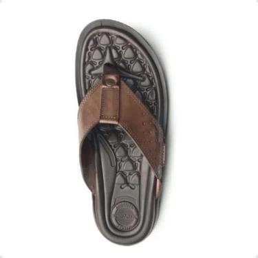 Imagem de Chinelo Masculino Em Couro Dedo Pegada Marrom, Pinhão, 39