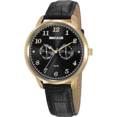 Imagem de Relógio Seculus Analógico com Couro Masculino-Masculino