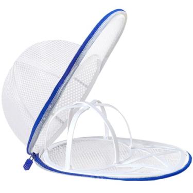 Imagem de KISYONGUS Gaiola de lavagem de chapéus para máquina de lavar, gaiola de lavagem de boné de beisebol, limpador de chapéu para bonés planos e curvos (safira dobrada, 1 pacote)