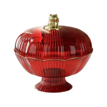 Imagem de SiaBiced Fruteira com Tampa de Urso E Pedestal Removível para Uso Doméstico, Vermelho