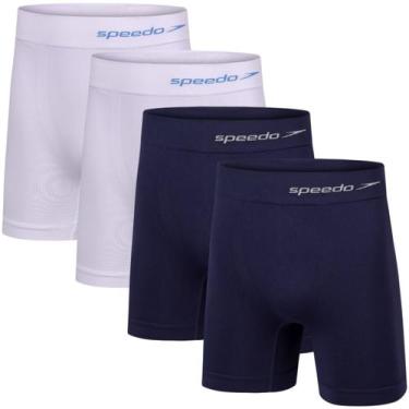 Imagem de Kit 4 Cuecas Boxer Speedo Masculina Sem Costura Cos Alto E Poliamida C