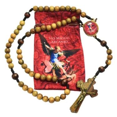 Imagem de Terço de São Miguel Arcanjo no Saquinho de Tecido Estampado 10mm