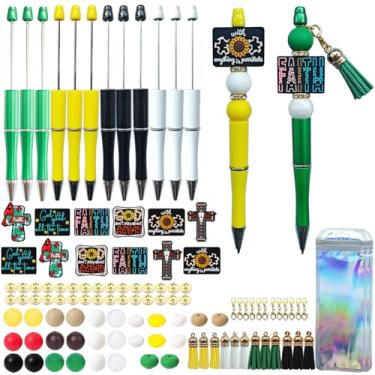 Imagem de JNwhy Canetas esferográficas com contas, tinta preta, ponta média, multicoloridas, 12 peças (Faith-12 conjuntos)