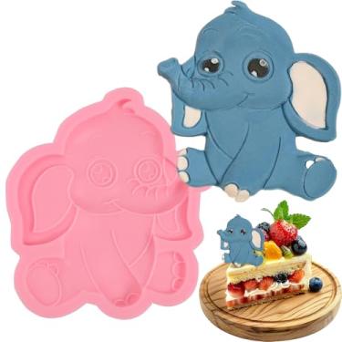 Imagem de nklbio 1 molde de fondant de doce de elefante, molde reutilizável de silicone de chocolate para decoração de bolos, cozinha, pão, biscoitos, açúcar de amêndoa, gesso, argila e resina UV
