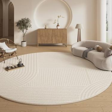 Imagem de Tapetes estilo creme para sala de estar, tapete macio e fofo para cabeceira, grosso e felpudo, decoração de quarto, tapete redondo e antiderrapante para vestiário (80x80 cm/C)