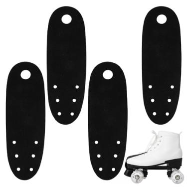 Imagem de AHANDMAKER 4 peças de protetores de dedo do pé de patins, protetores de bico plano de camurça sintética durável capa protetora universal para dedos de skate com 6 pequenos furos para acessórios de