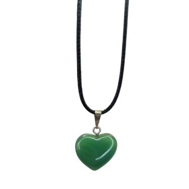 Imagem de Colar Cordão Pingente de Pedra Quartzo Verde Coração