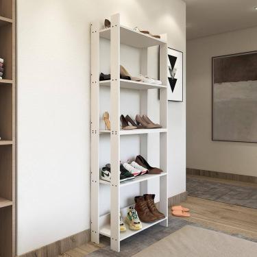 Imagem de Sapateira Multiuso Para Calçados 5 Andares Organizador Mdp 15mm Branco Branco