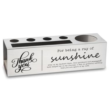 Imagem de Porta-lápis de mesa Thank You por ser um raio de sol, presente inspirador para professor, colega de trabalho, organizador de escritório de aço inoxidável com citação de incentivo, lembrança de