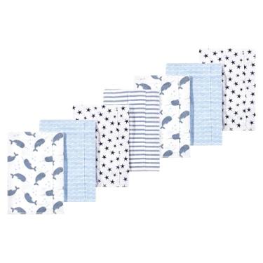Imagem de Luvable Friends Hudson Baby, flanela para arrotar panos, pacote com 7, Narval azul, 14x20 inches