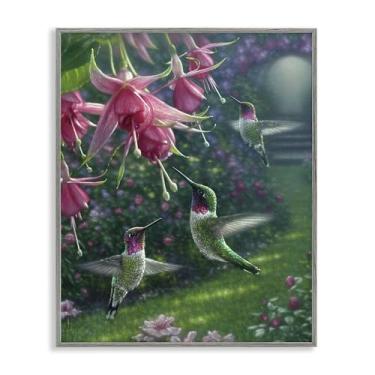 Imagem de Stupell Industries Design de arte giclée com moldura cinza para jardim de beija-flor por Collin Bogle, 50 x 40 cm