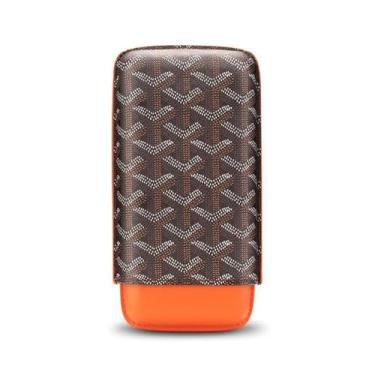 Imagem de ZzleoyuUUs-12 Estojo de charuto portátil, umidificador, viagem, acessórios para charutos, caixa de presente de couro, caixa de presente para charutos (laranja)