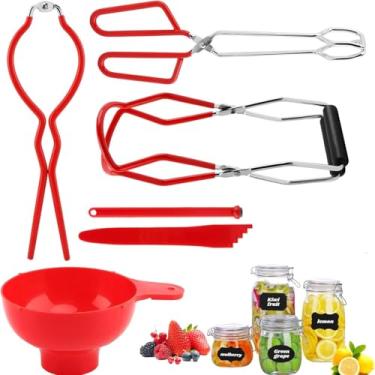 Imagem de Conjunto completo de kits de conservas para iniciantes com chave de jarra, desborbulador, pegador de jarra, levantador de tampa, acessórios de enlatamento, kit iniciante para preservação doméstica