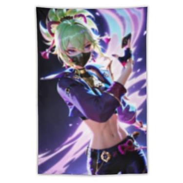 Imagem de LIEGBMEU Tapeçaria sexy de anime menina 101,6 x 152,4 cm arte de colcha de parede decoração de tapeçaria caprichosa AF125