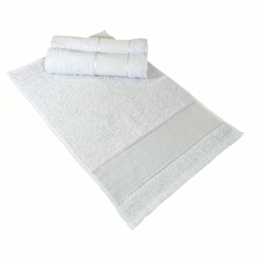 Imagem de Kit 12 Toalha Lavabo Mão Com Barra em Etamine para Bordar Ponto Cruz (Branco)
